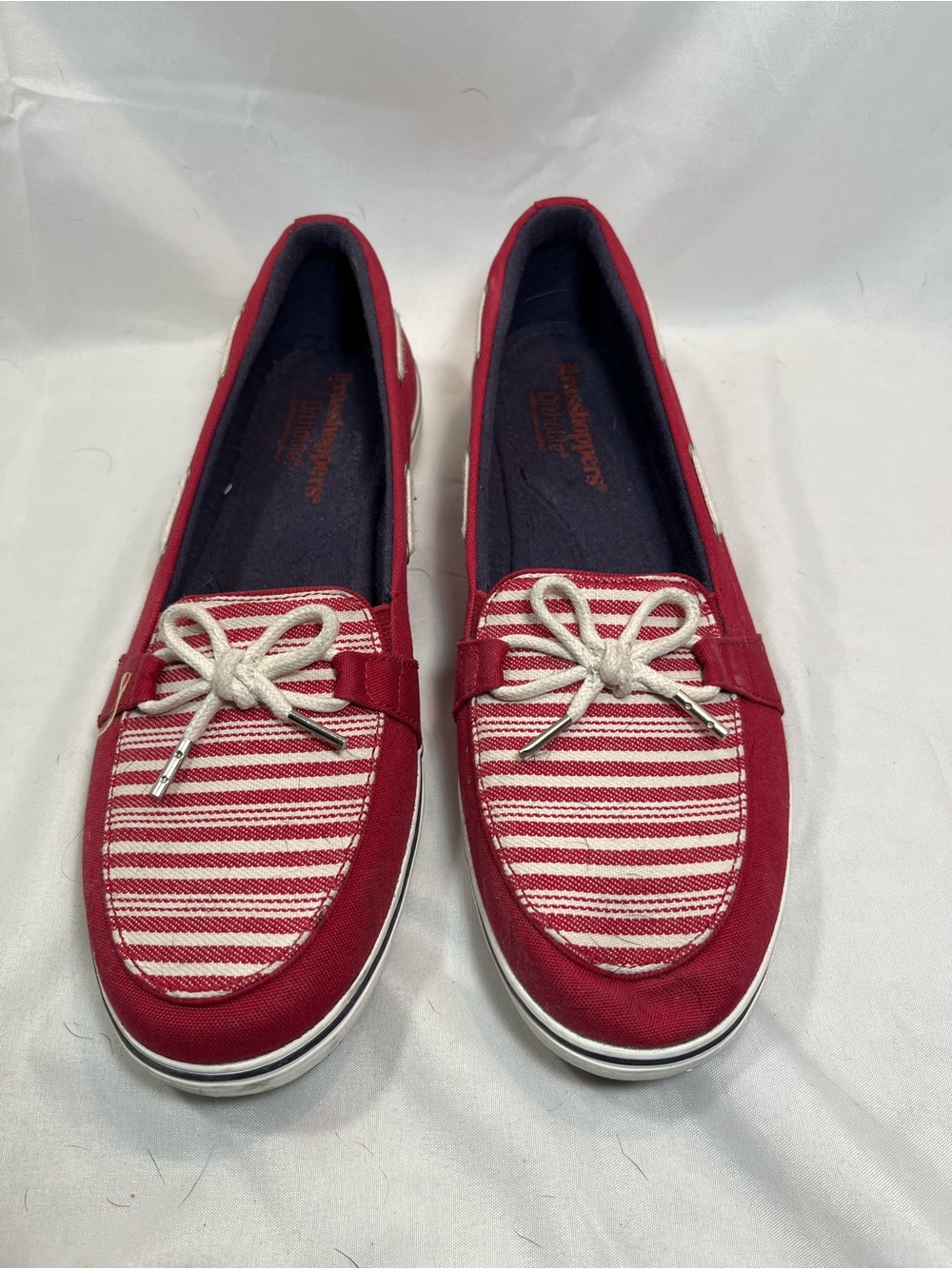 Grasshoppers Red and White Striped Slip-On Loafers